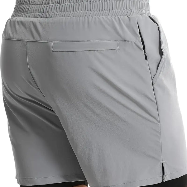 Mens Athletic Shorts 2-in-1 Gym Workout Running Shorts